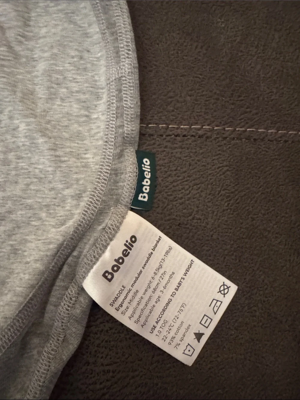 Grey Baby Sleep Sack with Front Zipper